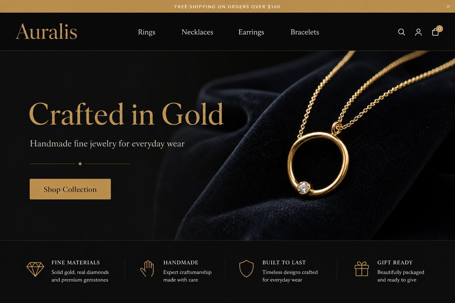 Jewelry Shopify store example