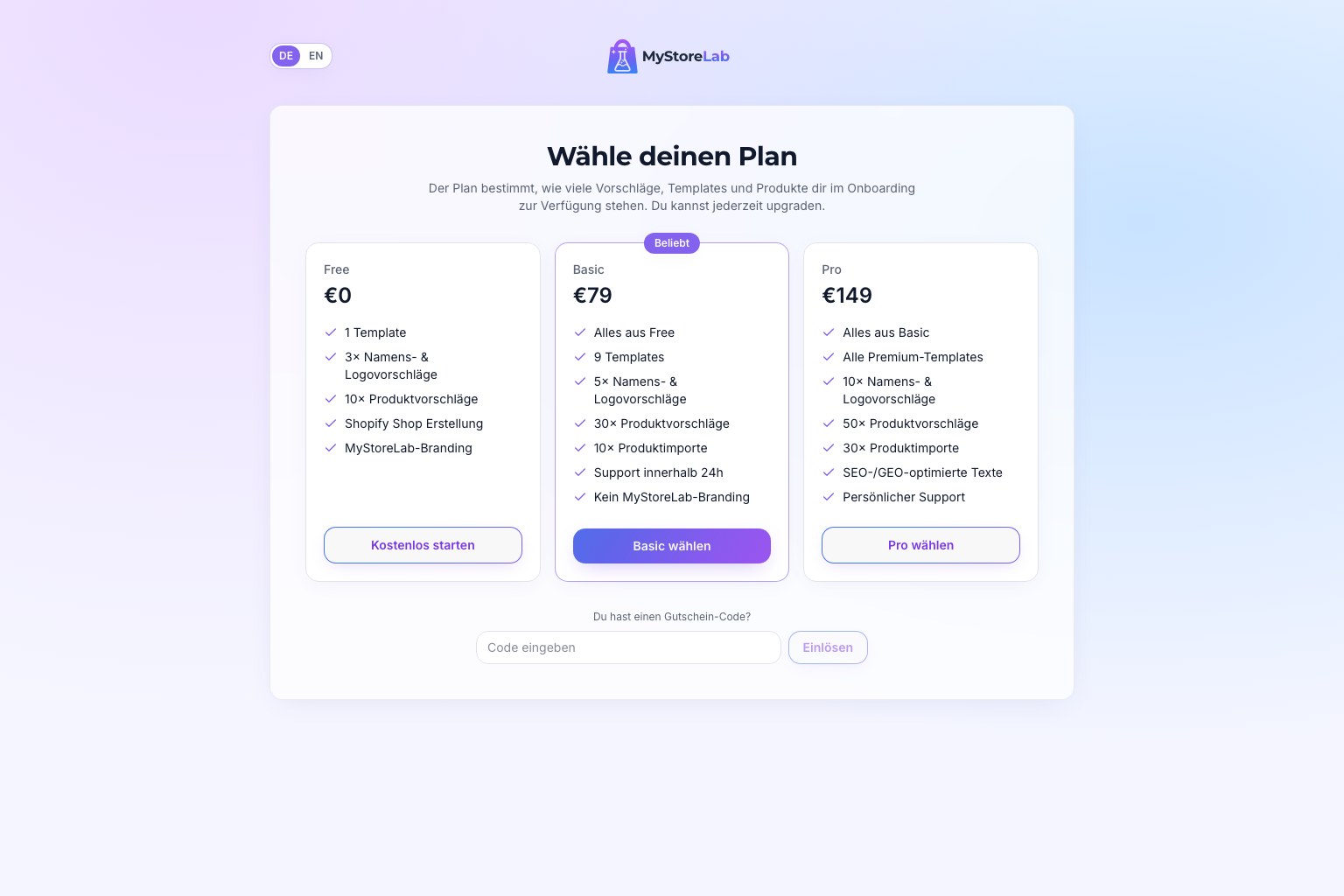 Plan wählen